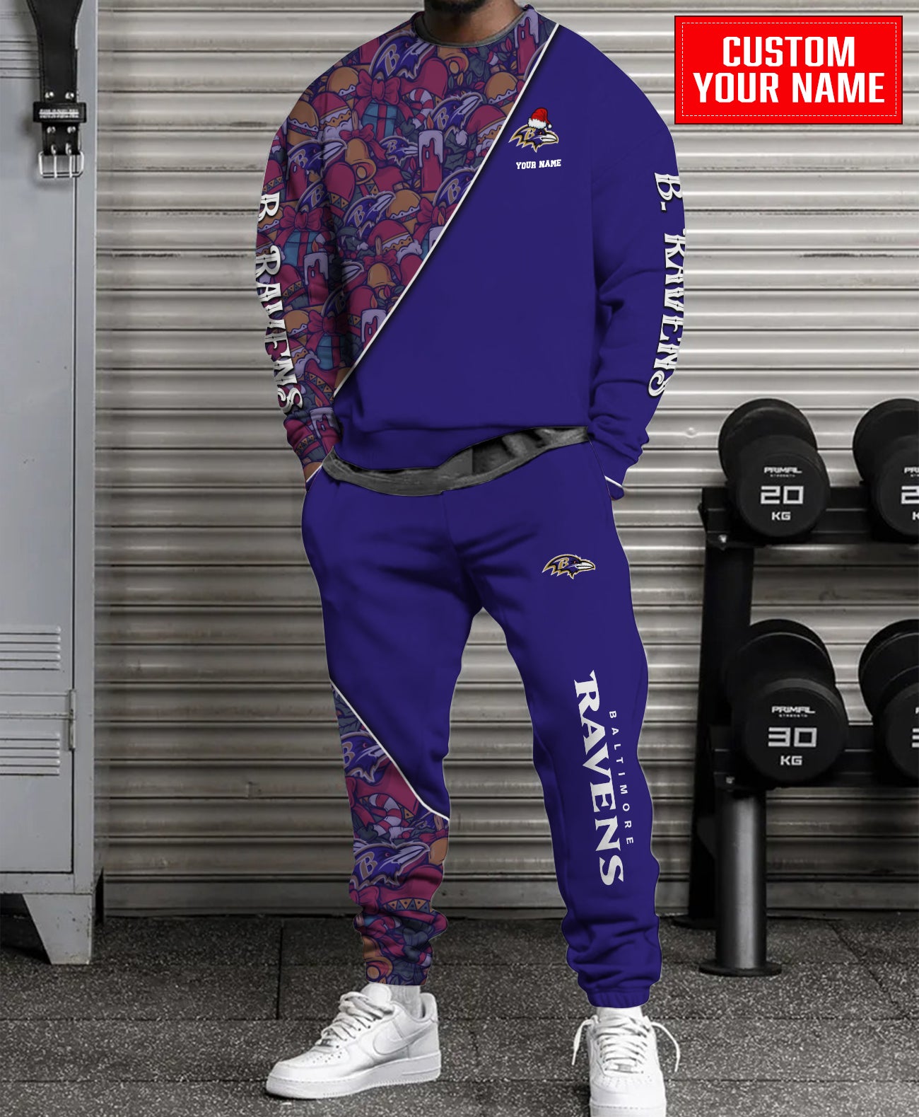 Baltimore Ravens Christmas Pattern Unisex Combo Sweatshirt And Sweatpants AZCASP000081TeamColor