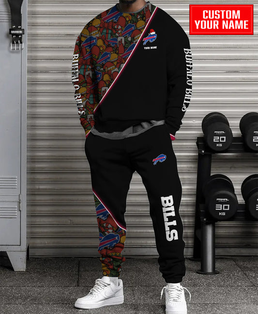 Buffalo Bills Christmas Pattern Unisex Combo Sweatshirt And Sweatpants AZCASP000082Black