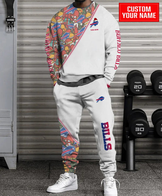 Buffalo Bills Christmas Pattern Unisex Combo Sweatshirt And Sweatpants AZCASP000082White