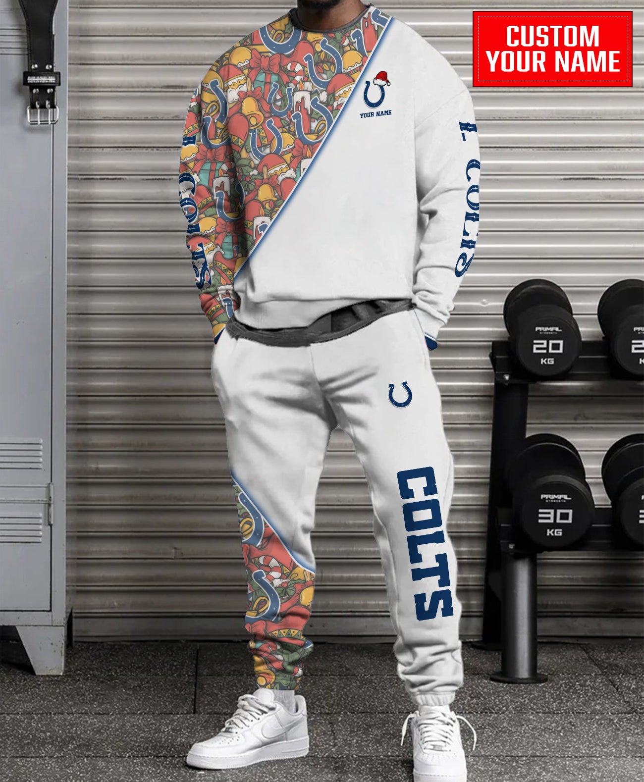 Indianapolis Colts Christmas Pattern Unisex Combo Sweatshirt And Sweatpants AZCASP000087White