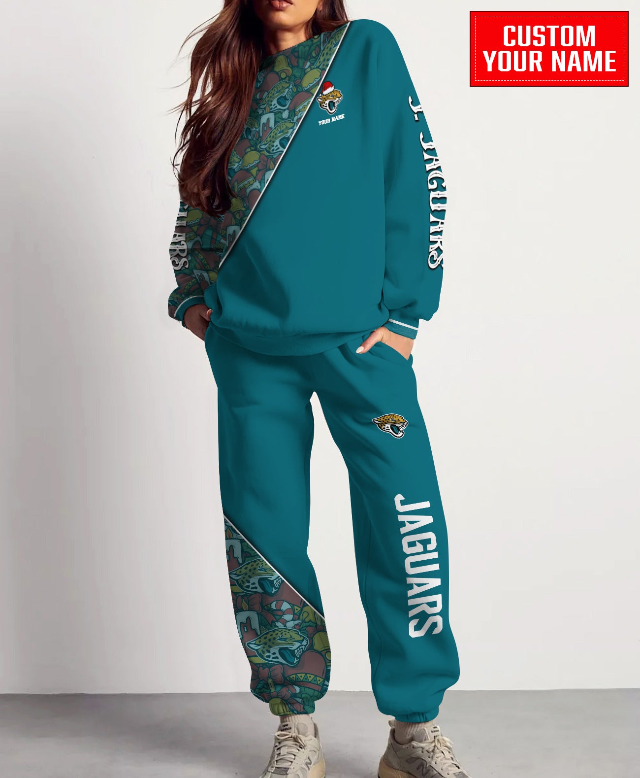 Jacksonville Jaguars Christmas Pattern Unisex Combo Sweatshirt And Sweatpants AZCASP000088TeamColor