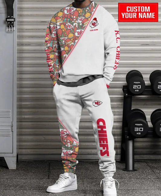 Kansas City Chiefs Christmas Pattern Unisex Combo Sweatshirt And Sweatpants AZCASP000089White