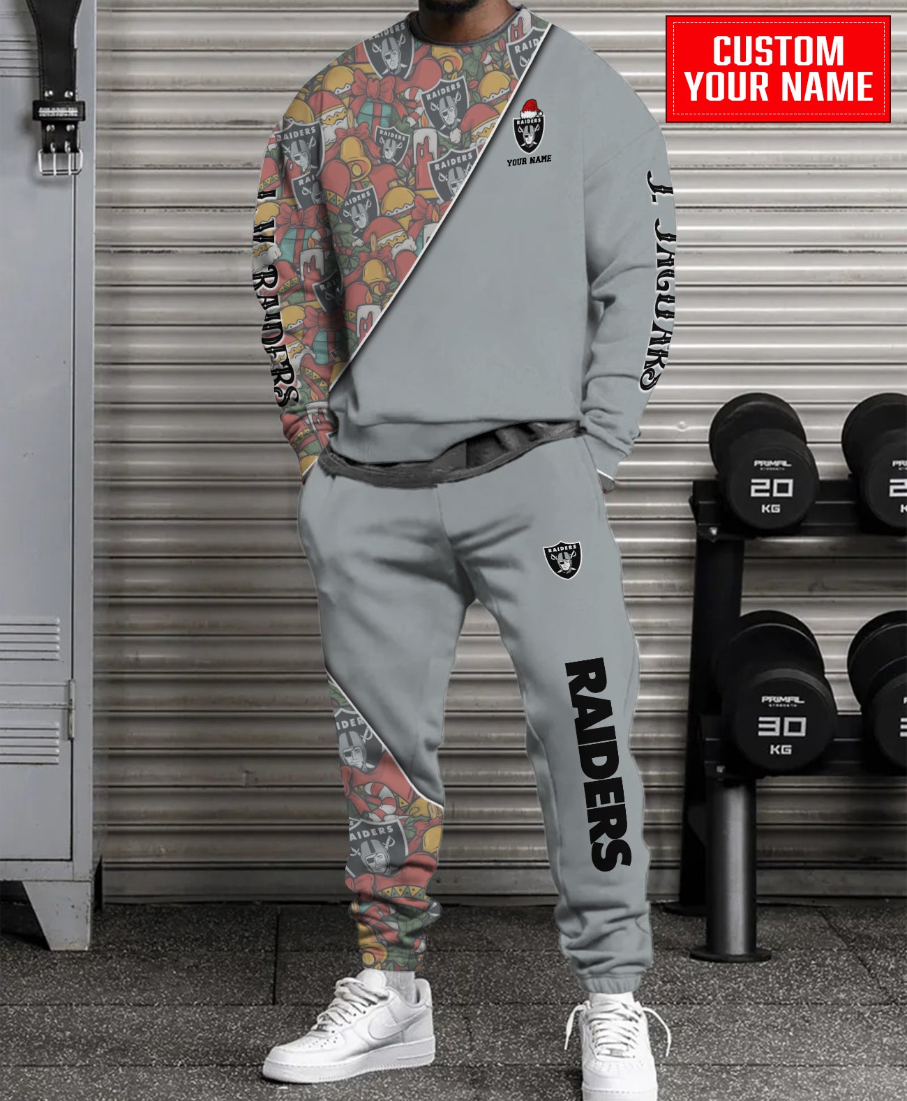 Las Vegas Raiders Christmas Pattern Unisex Combo Sweatshirt And Sweatpants AZCASP000090TeamColor