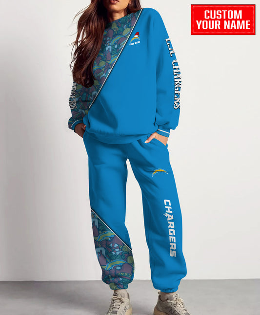 Los Angeles Chargers Christmas Pattern Unisex Combo Sweatshirt And Sweatpants AZCASP000091TeamColor