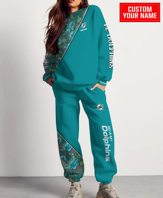 Miami Dolphins Christmas Pattern Unisex Combo Sweatshirt And Sweatpants AZCASP000092TeamColor
