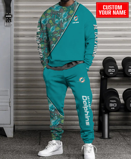 Miami Dolphins Christmas Pattern Unisex Combo Sweatshirt And Sweatpants AZCASP000092TeamColor