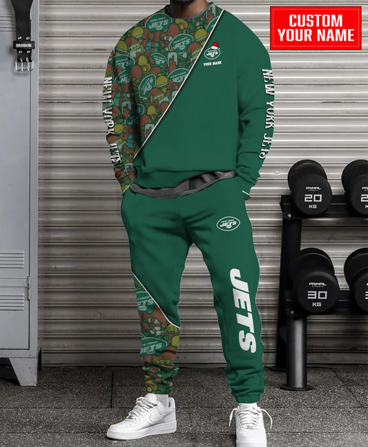 New York Jets Christmas Pattern Unisex Combo Sweatshirt And Sweatpants AZCASP000094TeamColor