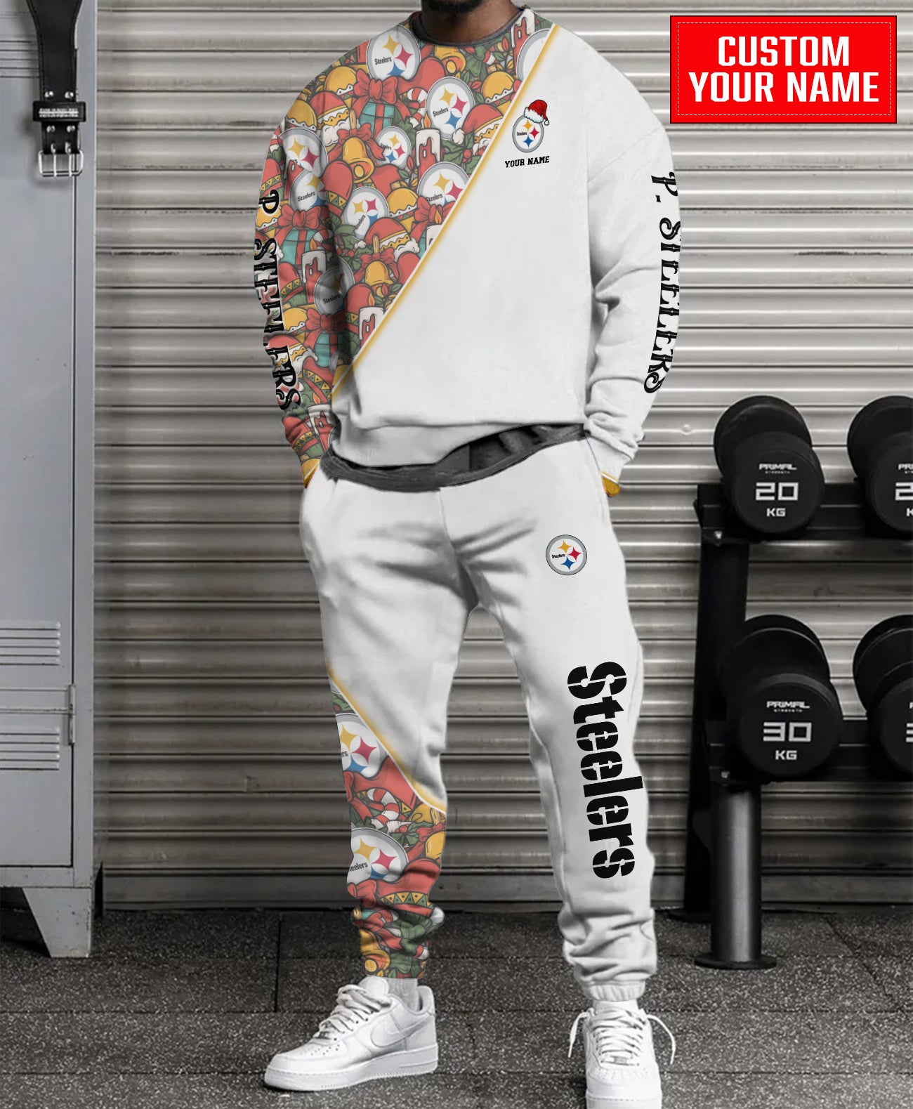 Pittsburgh Steelers Christmas Pattern Unisex Combo Sweatshirt And Sweatpants AZCASP000095White