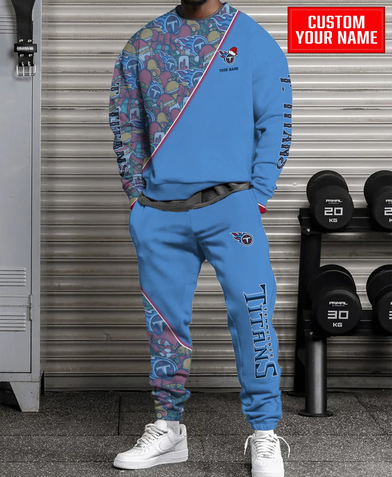 Tennessee Titans Christmas Pattern Unisex Combo Sweatshirt And Sweatpants AZCASP000096TeamColor