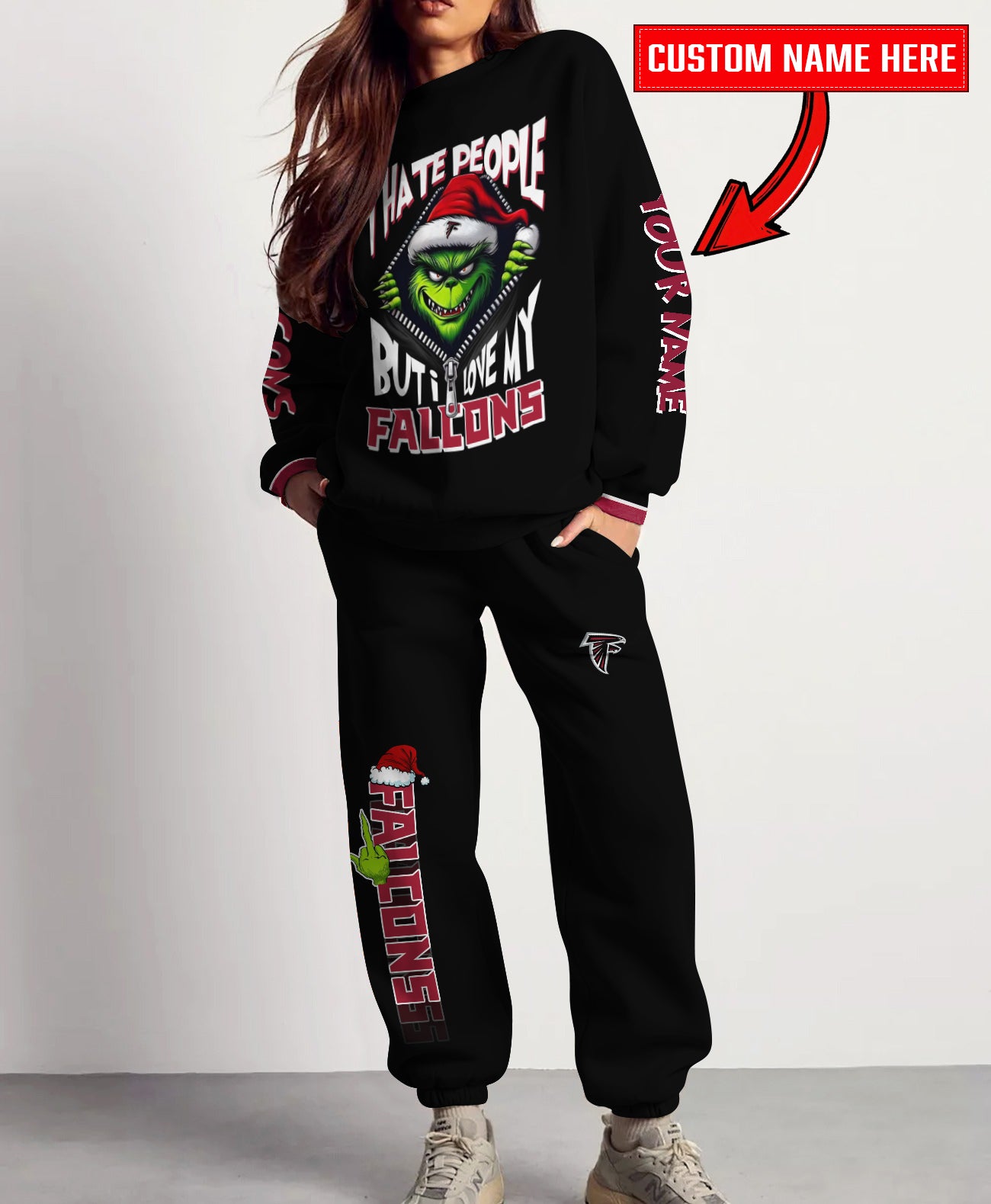 Atlanta Falcons Combo Unisex Sweatshirt And Sweatpants Christmas Collection AZCASP000098Black