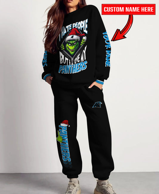 Carolina Panthers Combo Unisex Sweatshirt And Sweatpants Christmas Collection AZCASP000099Black