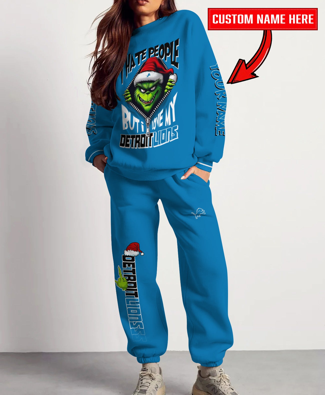 Detroit Lions Combo Unisex Sweatshirt And Sweatpants Christmas Collection AZCASP000102TeamColor