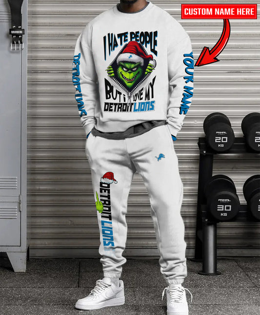 Detroit Lions Combo Unisex Sweatshirt And Sweatpants Christmas Collection AZCASP000102White