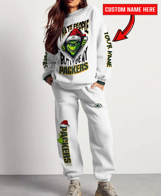 Green Bay Packers Combo Unisex Sweatshirt And Sweatpants Christmas Collection AZCASP000103White