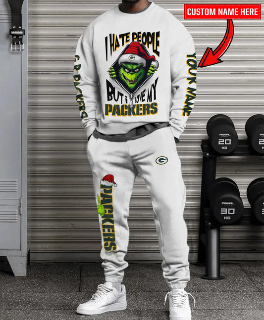 Green Bay Packers Combo Unisex Sweatshirt And Sweatpants Christmas Collection AZCASP000103White