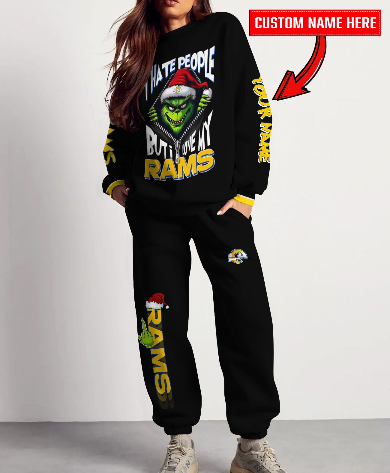 Los Angeles Rams Combo Unisex Sweatshirt And Sweatpants Christmas Collection AZCASP000104Black