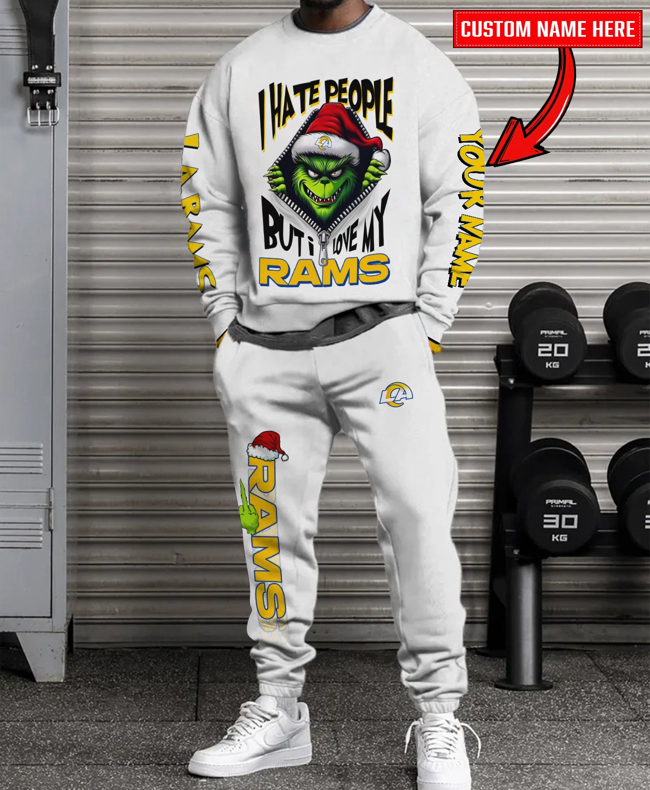 Los Angeles Rams Combo Unisex Sweatshirt And Sweatpants Christmas Collection AZCASP000104White
