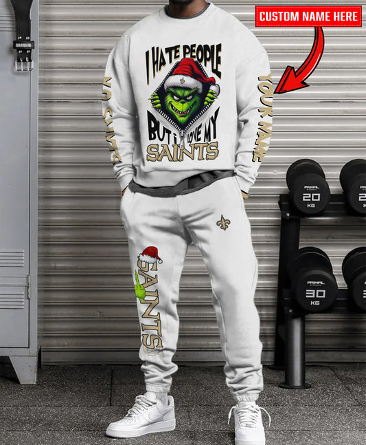 New Orleans Saints Combo Unisex Sweatshirt And Sweatpants Christmas Collection AZCASP000106White