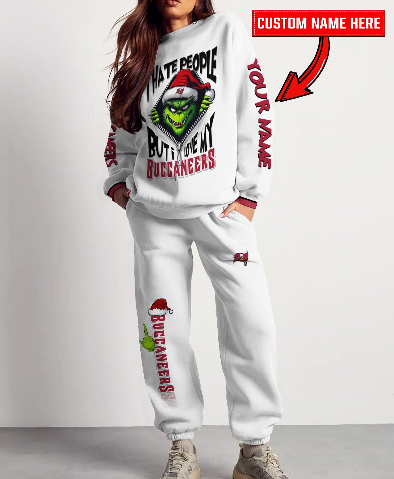 Tampa Bay Buccaneers Combo Unisex Sweatshirt And Sweatpants Christmas Collection AZCASP000111White