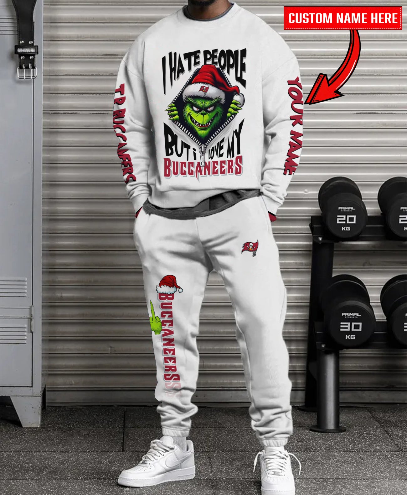 Tampa Bay Buccaneers Combo Unisex Sweatshirt And Sweatpants Christmas Collection AZCASP000111White