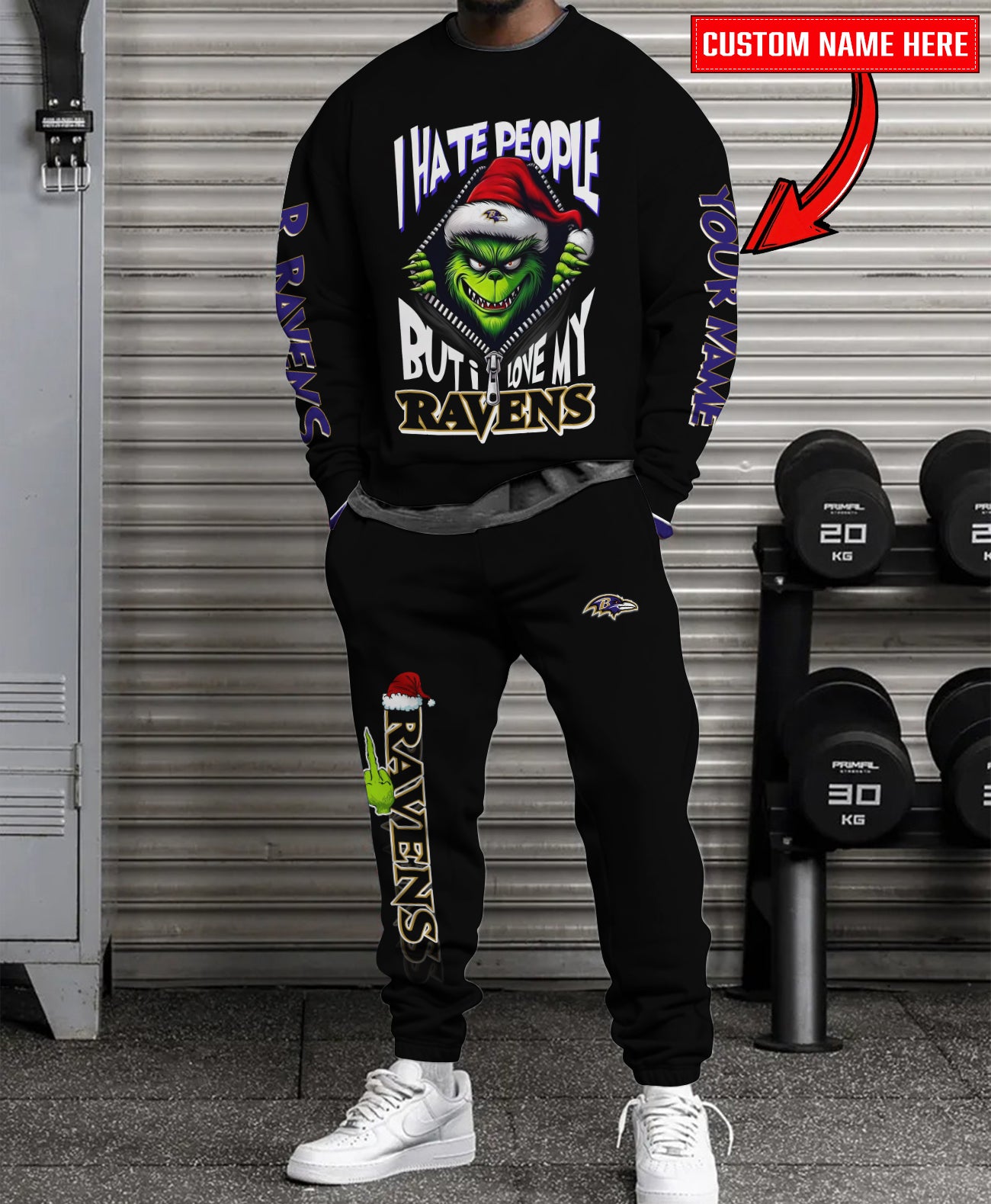 Baltimore Ravens Combo Unisex Sweatshirt And Sweatpants Christmas Collection AZCASP000113Black
