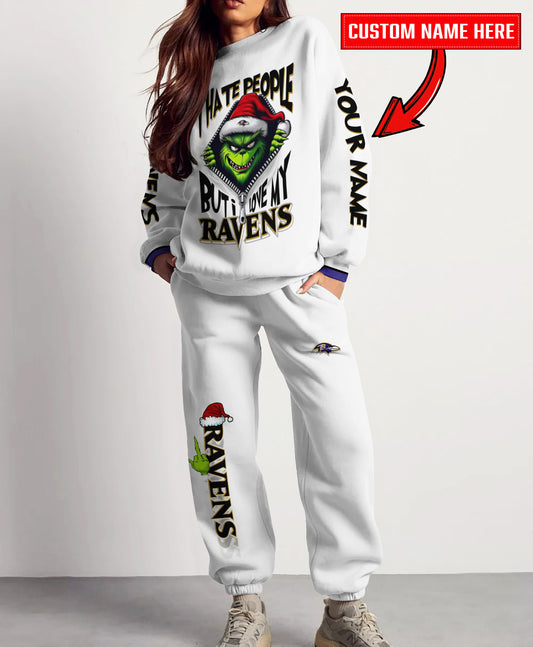 Baltimore Ravens Combo Unisex Sweatshirt And Sweatpants Christmas Collection AZCASP000113White