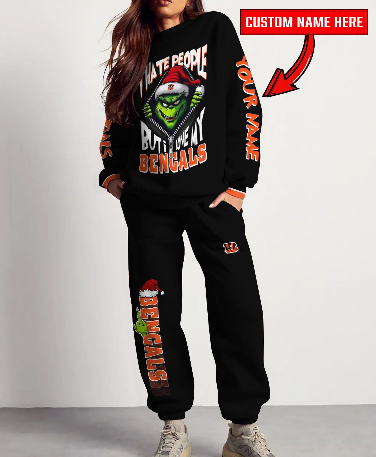 Cincinnati Bengals Combo Unisex Sweatshirt And Sweatpants Christmas Collection AZCASP000115Black
