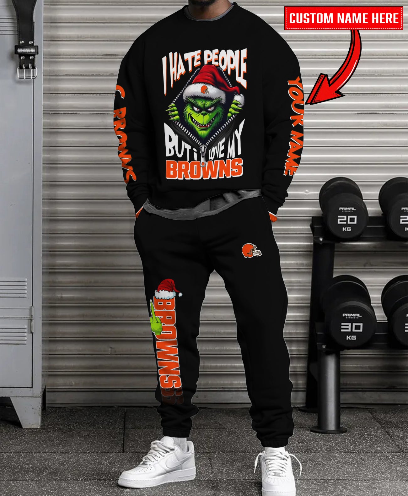 Cleveland Browns Combo Unisex Sweatshirt And Sweatpants Christmas Collection AZCASP000116Black