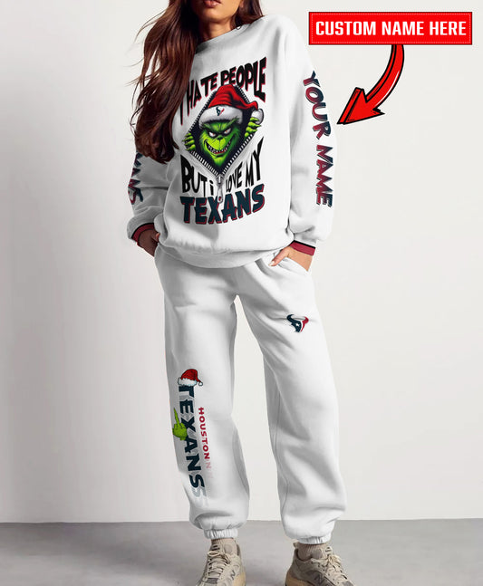 Houston Texans Combo Unisex Sweatshirt And Sweatpants Christmas Collection AZCASP000118White