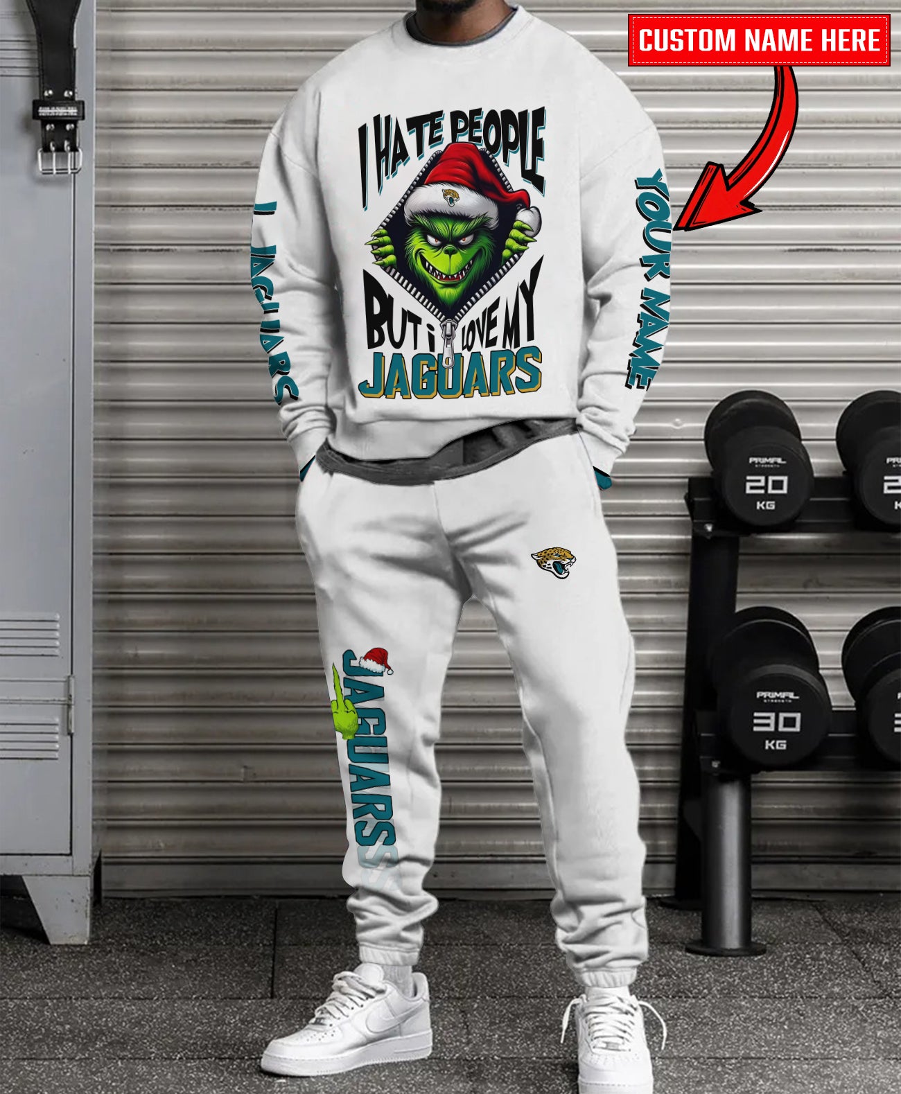 Jacksonville Jaguars Combo Unisex Sweatshirt And Sweatpants Christmas Collection AZCASP000120White