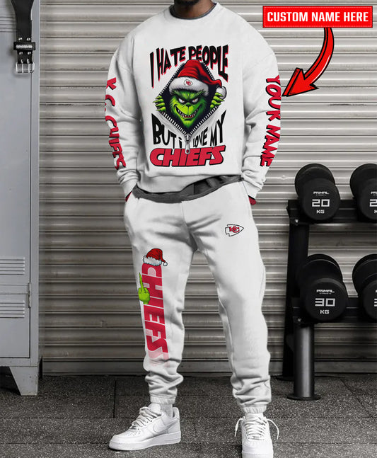 Kansas City Chiefs Combo Unisex Sweatshirt And Sweatpants Christmas Collection AZCASP000121White