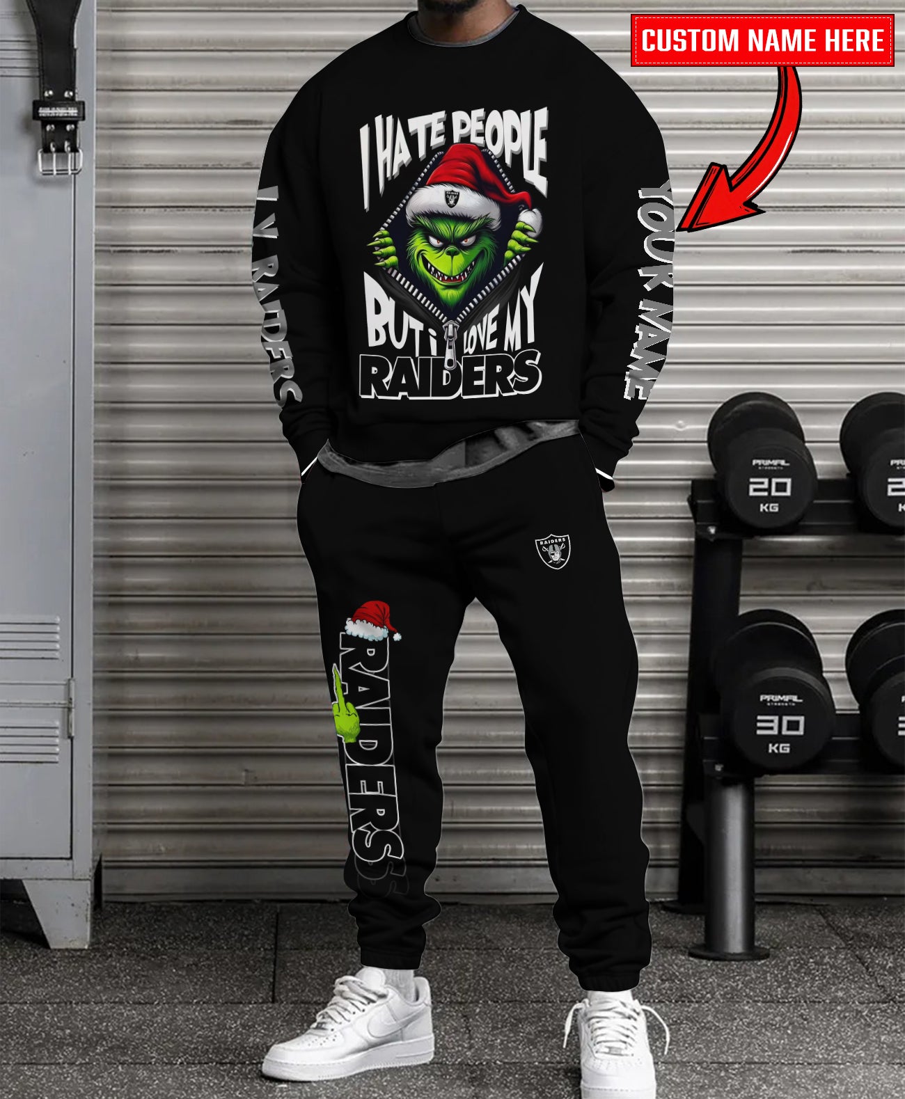 Las Vegas Raiders Combo Unisex Sweatshirt And Sweatpants Christmas Collection AZCASP000122Black