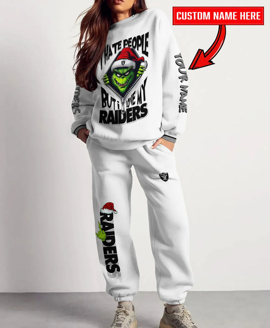 Las Vegas Raiders Combo Unisex Sweatshirt And Sweatpants Christmas Collection AZCASP000122White