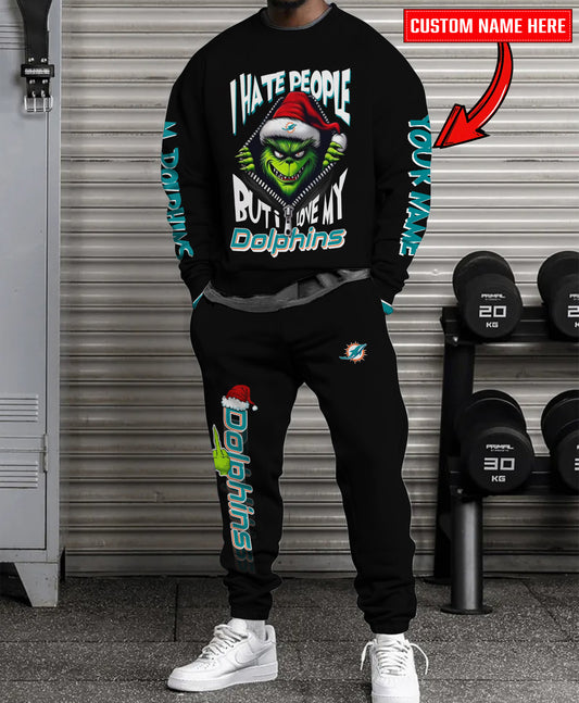 Miami Dolphins Combo Unisex Sweatshirt And Sweatpants Christmas Collection AZCASP000124Black