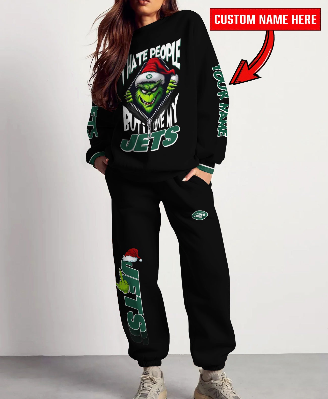 New York Jets Combo Unisex Sweatshirt And Sweatpants Christmas Collection AZCASP000126Black