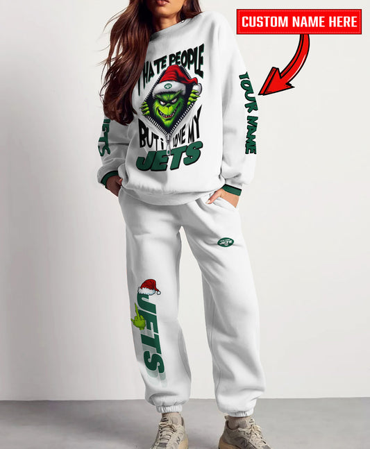 New York Jets Combo Unisex Sweatshirt And Sweatpants Christmas Collection AZCASP000126White