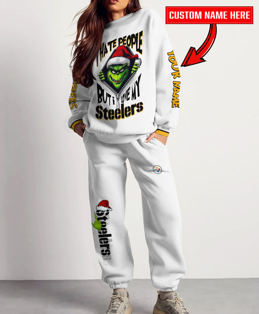 Pittsburgh Steelers Combo Unisex Sweatshirt And Sweatpants Christmas Collection AZCASP000127White