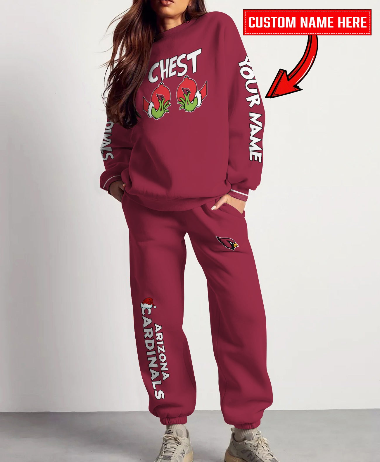 Arizona Cardinals Chest – Nuts Combo Sweatshirt And Sweatpants Christmas Collection AZCASP000129TeamColor