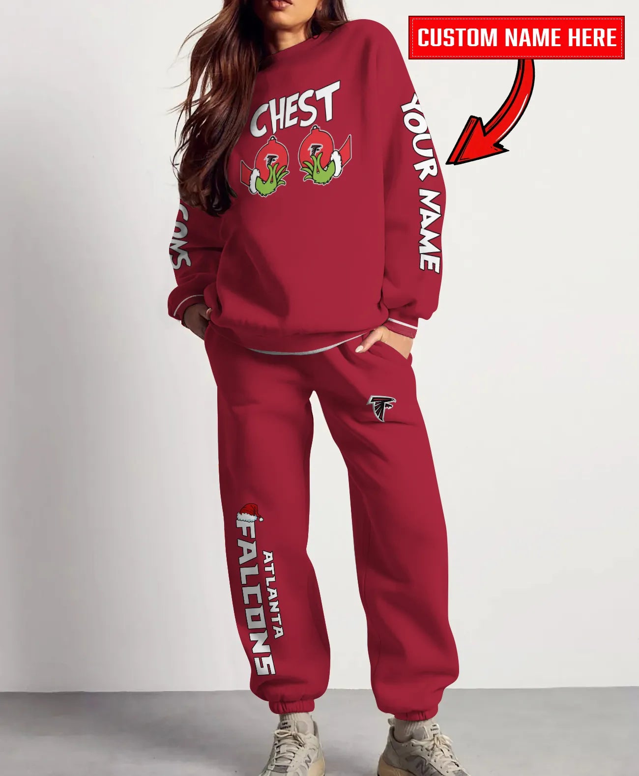 Atlanta Falcons Chest – Nuts Combo Sweatshirt And Sweatpants Christmas Collection AZCASP000130TeamColor