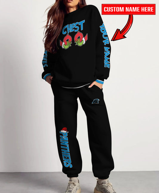 Carolina Panthers Chest – Nuts Combo Sweatshirt And Sweatpants Christmas Collection AZCASP000131Black