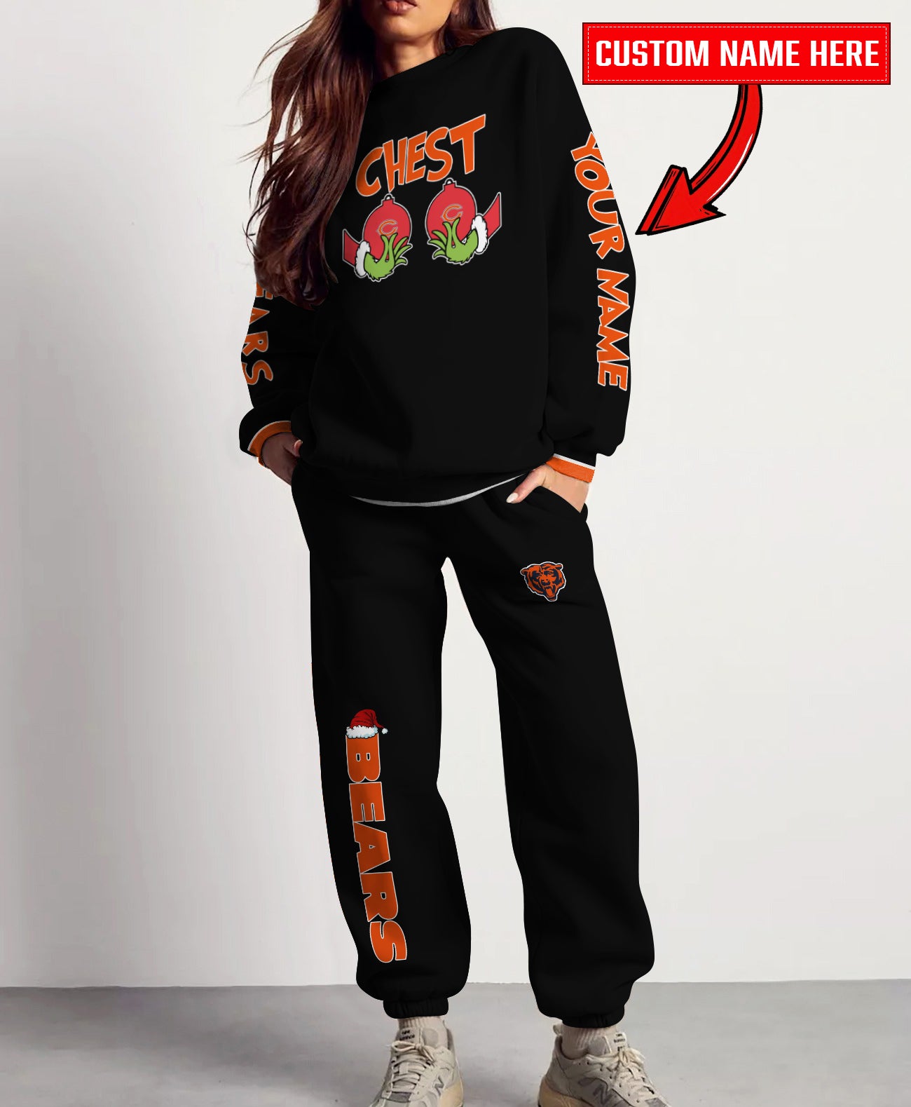 Chicago Bears Chest – Nuts Combo Sweatshirt And Sweatpants Christmas Collection AZCASP000132Black