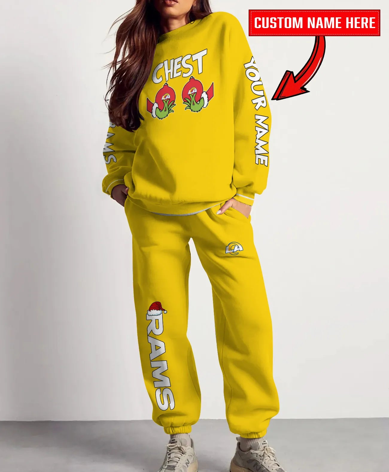 Los Angeles Rams Chest – Nuts Combo Sweatshirt And Sweatpants Christmas Collection AZCASP000136TeamColor