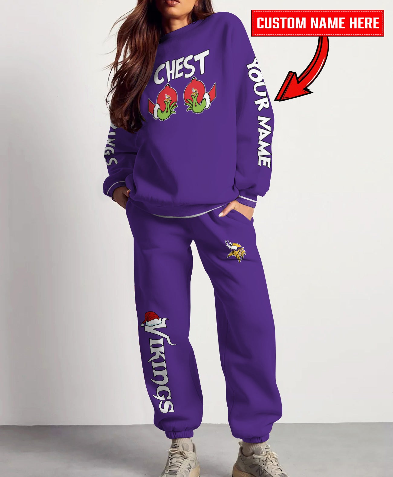 Minnesota Vikings Chest – Nuts Combo Sweatshirt And Sweatpants Christmas Collection AZCASP000137TeamColor