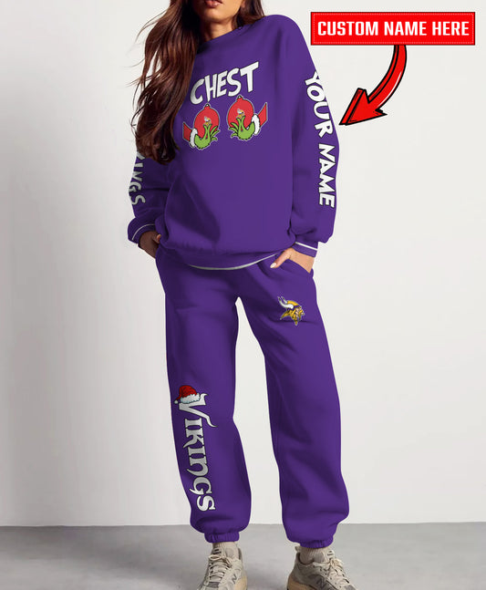 Minnesota Vikings Chest – Nuts Combo Sweatshirt And Sweatpants Christmas Collection AZCASP000137TeamColor