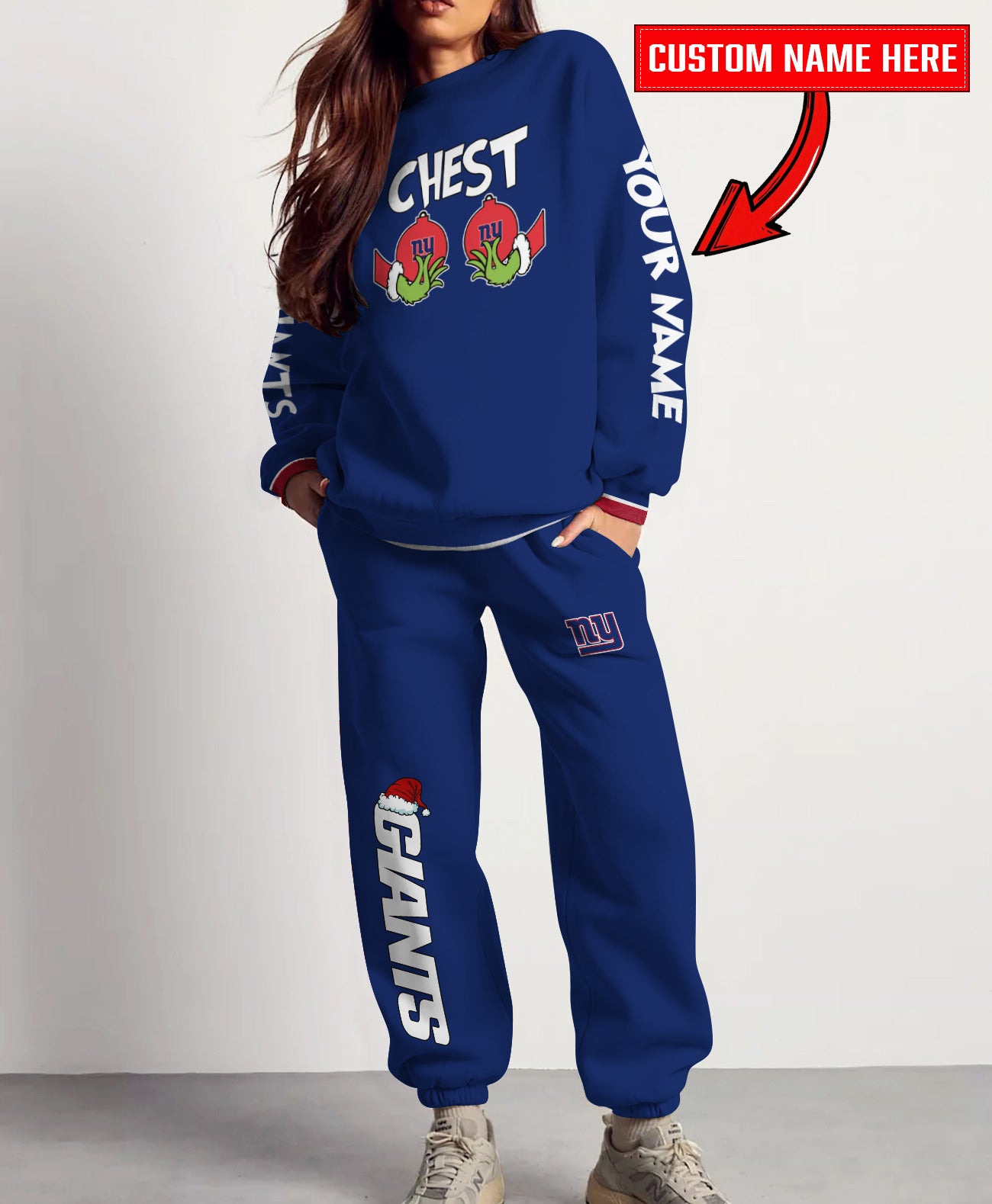 New York Giants Chest – Nuts Combo Sweatshirt And Sweatpants Christmas Collection AZCASP000139TeamColor