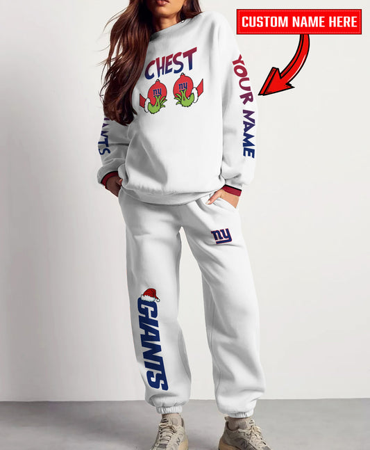 New York Giants Chest – Nuts Combo Sweatshirt And Sweatpants Christmas Collection AZCASP000139White