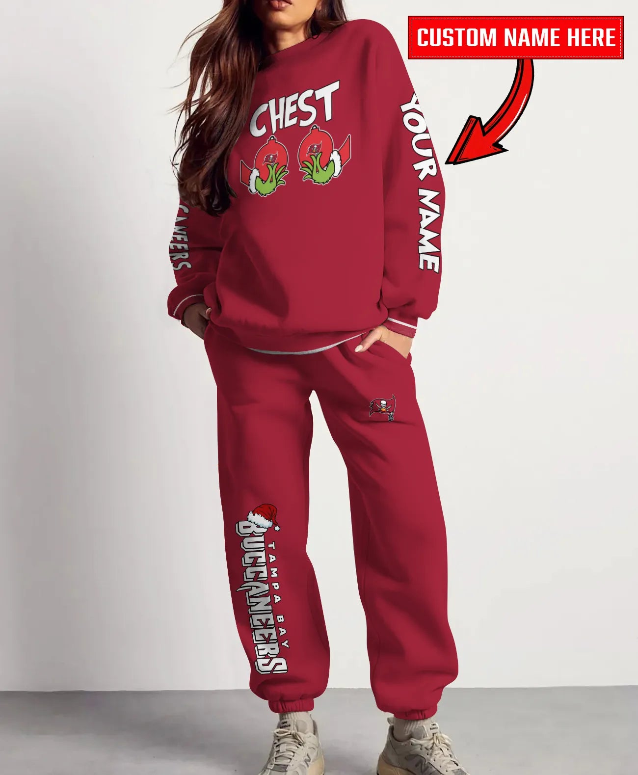 Tampa Bay Buccaneers Chest – Nuts Combo Sweatshirt And Sweatpants Christmas Collection AZCASP000143TeamColor