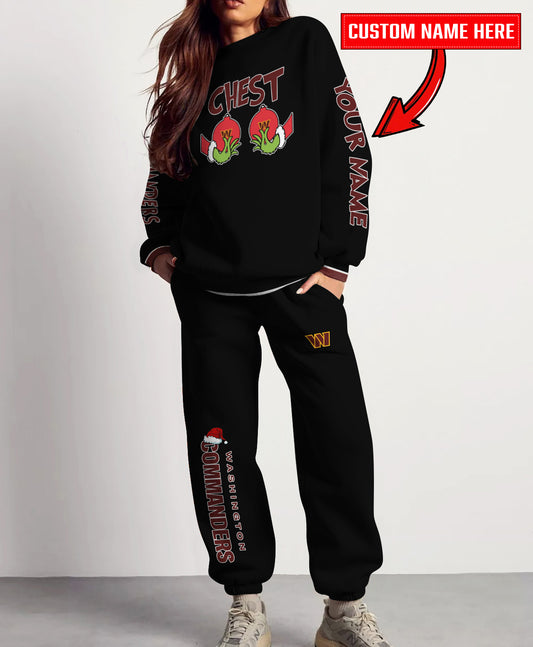 Washington Commanders Chest – Nuts Combo Sweatshirt And Sweatpants Christmas Collection AZCASP000144Black