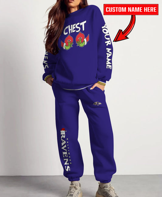 Baltimore Ravens Chest – Nuts Combo Sweatshirt And Sweatpants Christmas Collection AZCASP000145TeamColor