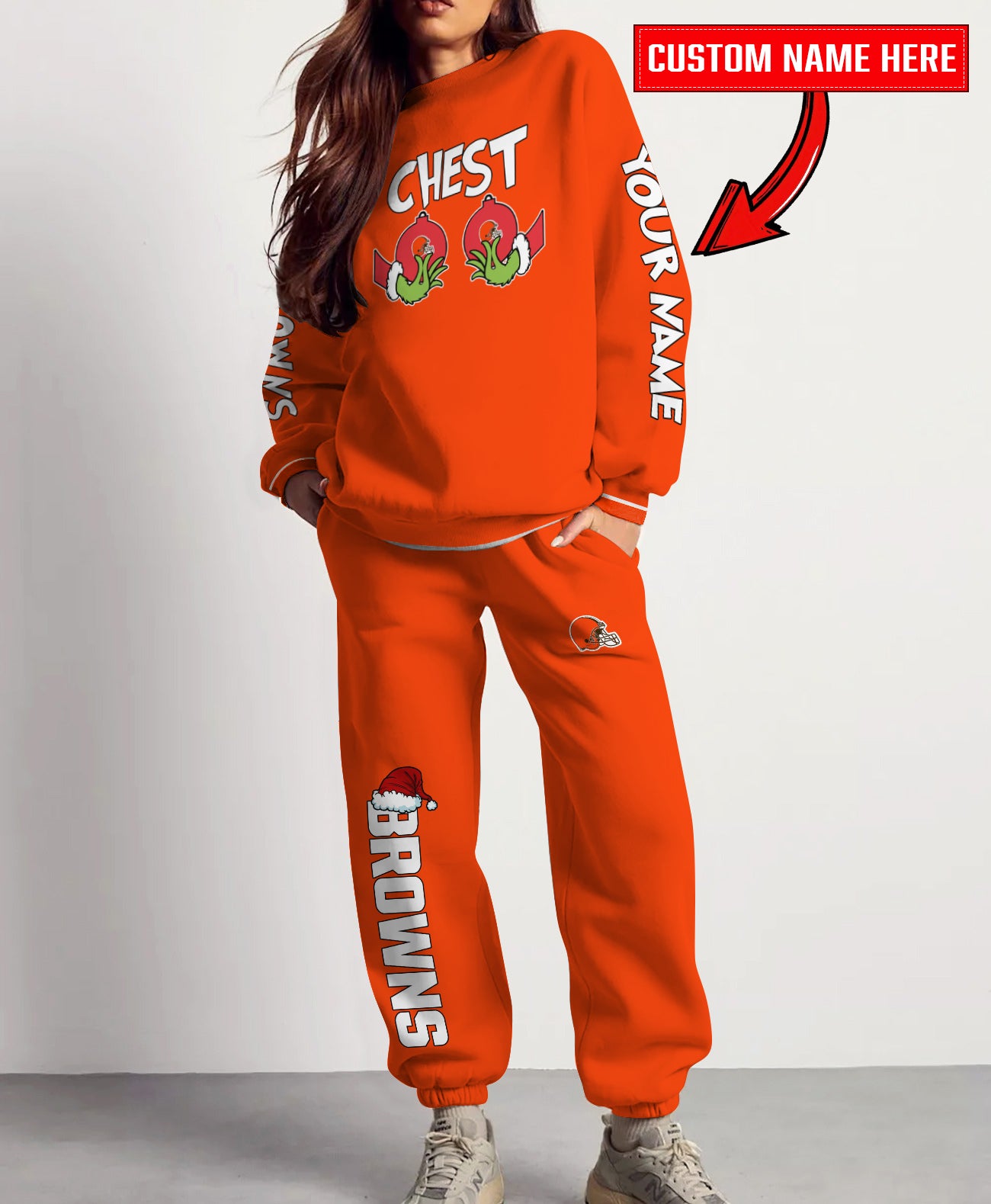 Cleveland Browns Chest – Nuts Combo Sweatshirt And Sweatpants Christmas Collection AZCASP000148TeamColor